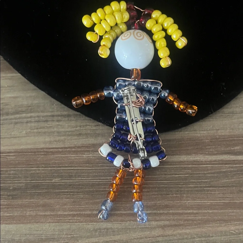Colorful Beaded Doll Brooch